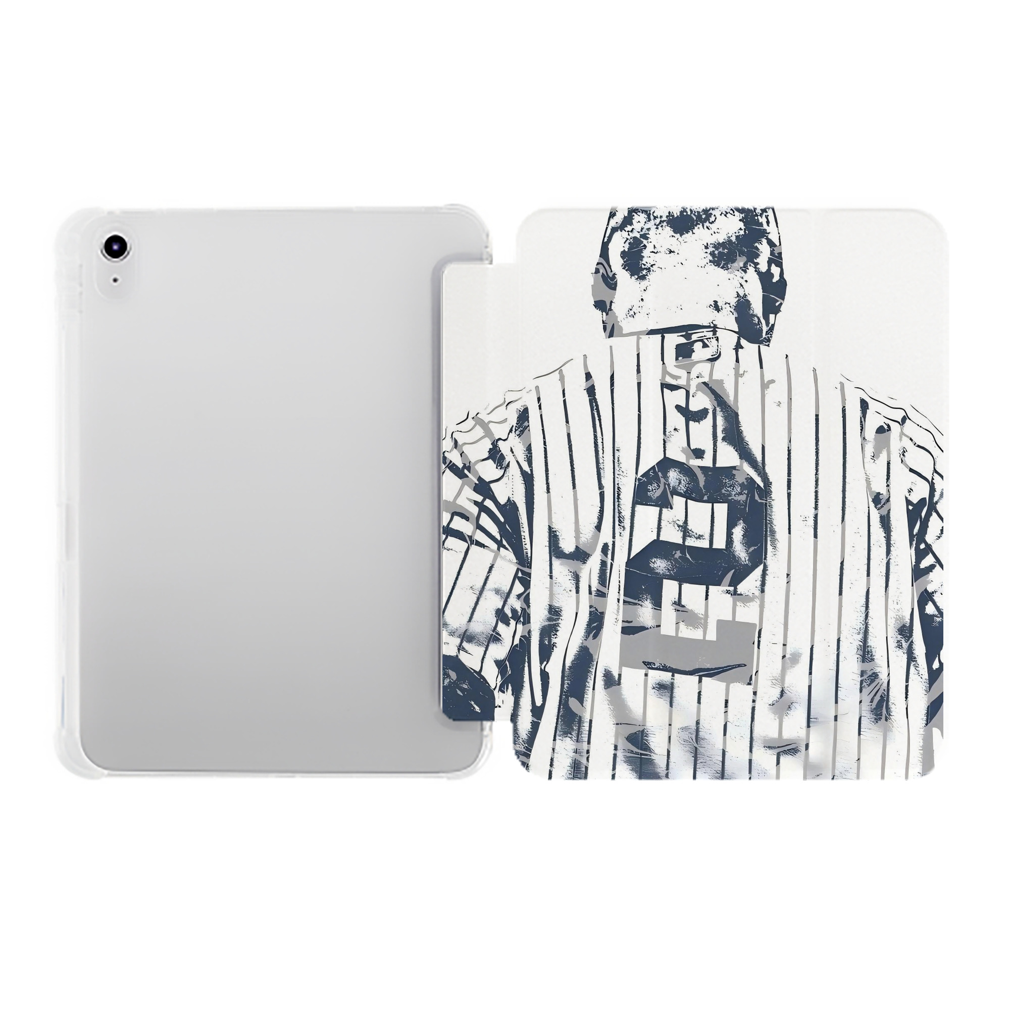 Derek Jeter 30 Premium Tri-Fold PU Leather & Silicone IPad Case With Pencil Slot – Fits 9.5,10.5,10.9 – Adjustable Stand, Slim, Protective